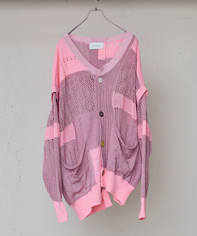 BODYSONG.(ボディソング)】MIXED-KNIT VEST_REFLECTIVE RIB ニット