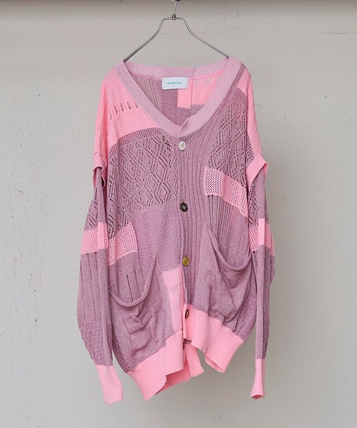 BODYSONG.(ボディソング)】MIXED-KNIT CARDIGAN_REFLECTIVE RIB ニット 