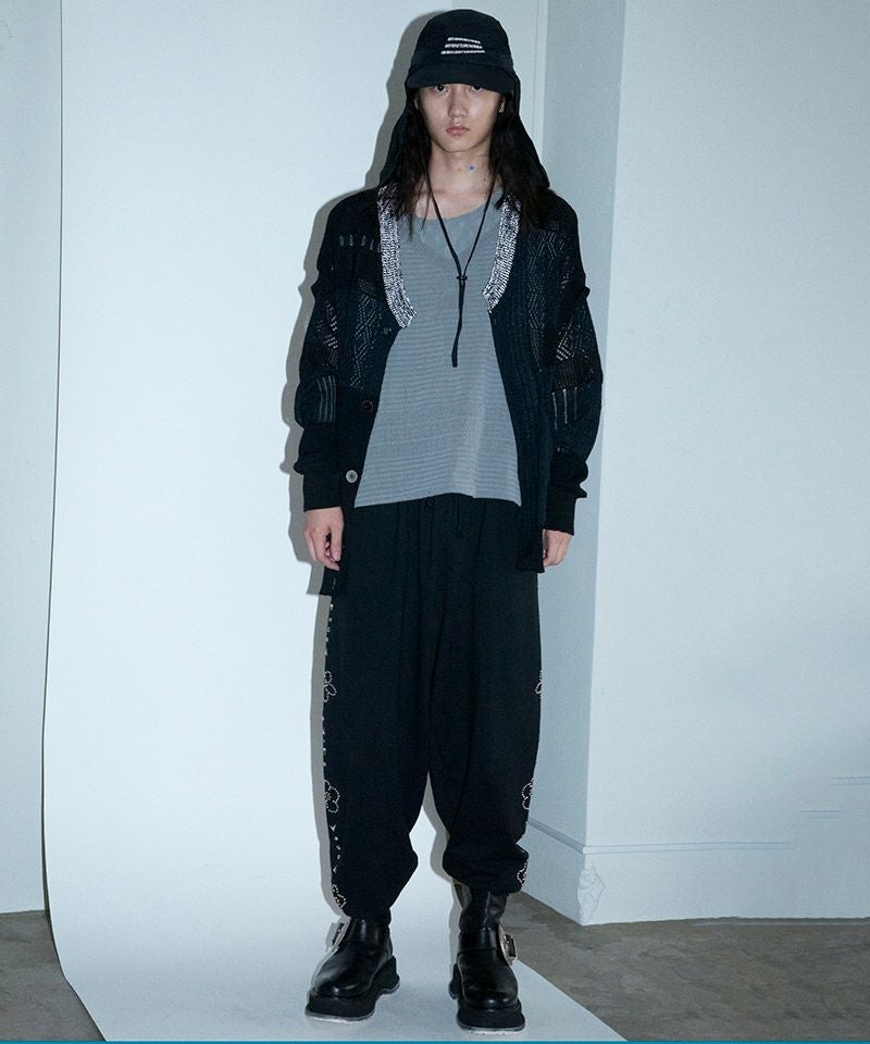 BODYSONG.(ボディソング)】MIXED-KNIT CARDIGAN_REFLECTIVE RIB ニット 