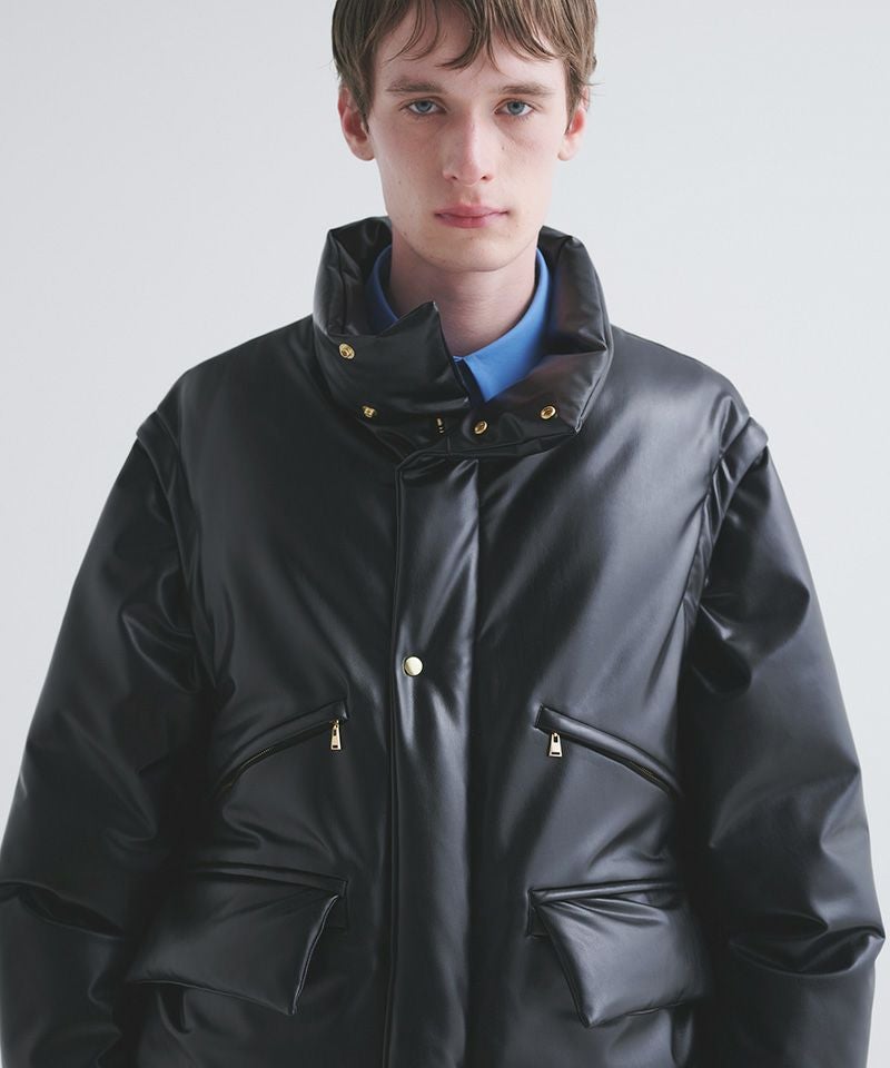 CULLNI クルニ ダウン 50%OFF【CULLNI(クルニ)】Faux Leather Removable Sleeve Down Jacket