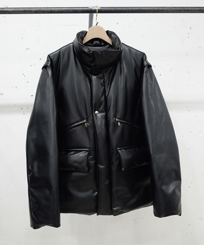 CULLNI 25AW レザージャケット 50%OFF【CULLNI(クルニ)】Faux Leather Removable Sleeve Down Jacket