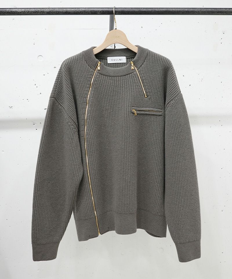30%OFF【CULLNI(クルニ)】Double Zip Up Crew Neck Knit ニット(25-AW 