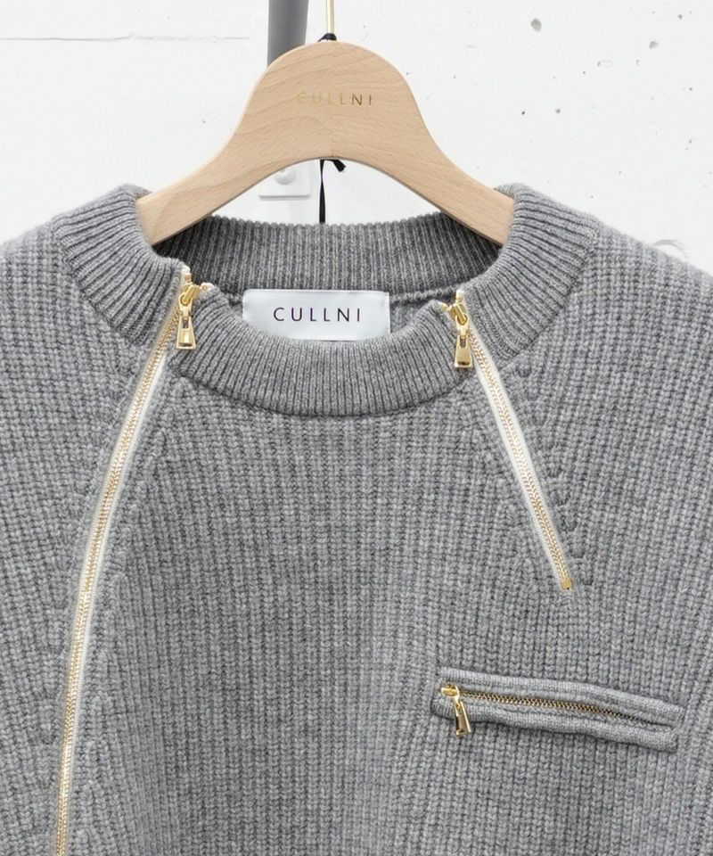 30%OFF【CULLNI(クルニ)】Double Zip Up Crew Neck Knit ニット(25-AW 