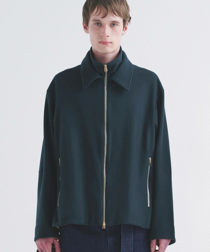 リバーシブルジャケット　 MELTON DOUBLE JACKET 50%OFF【CULLNI(クルニ)】Lamb Wool Melton Double Collar Zip Up