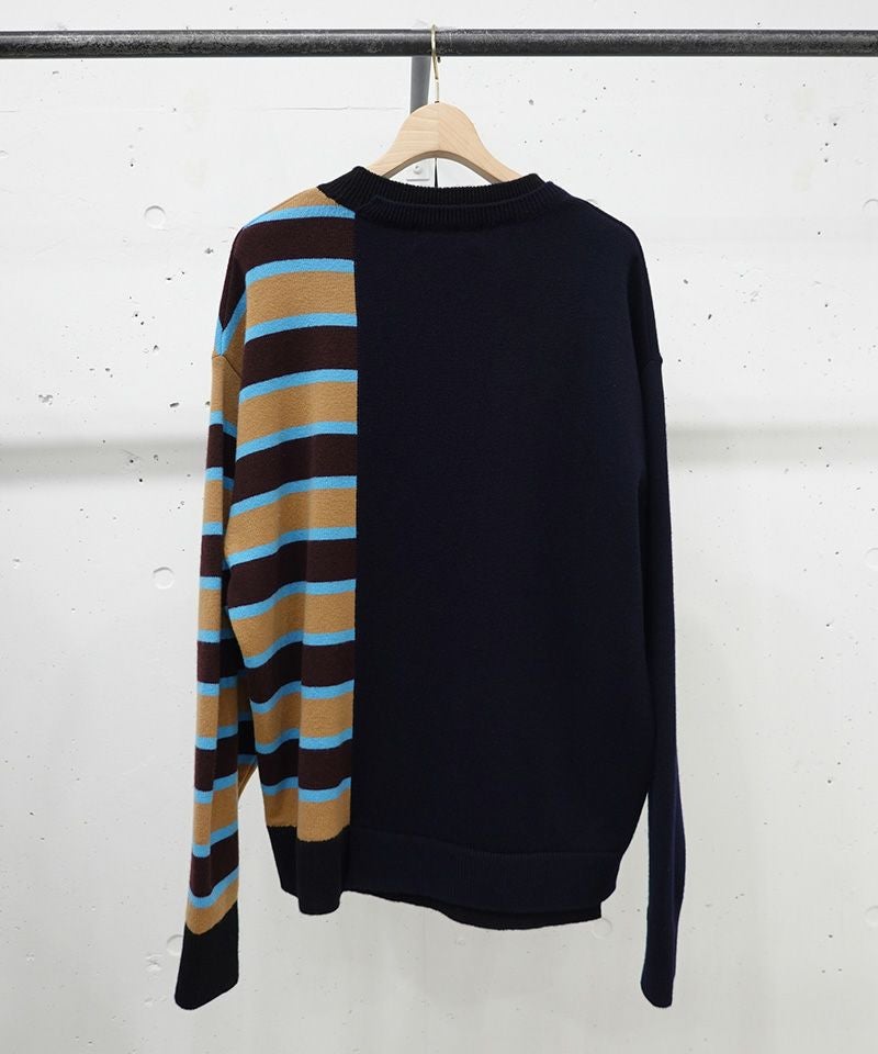 50%OFF【CULLNI(クルニ)】Asymmetrical Border Layerd Rib Pullover 