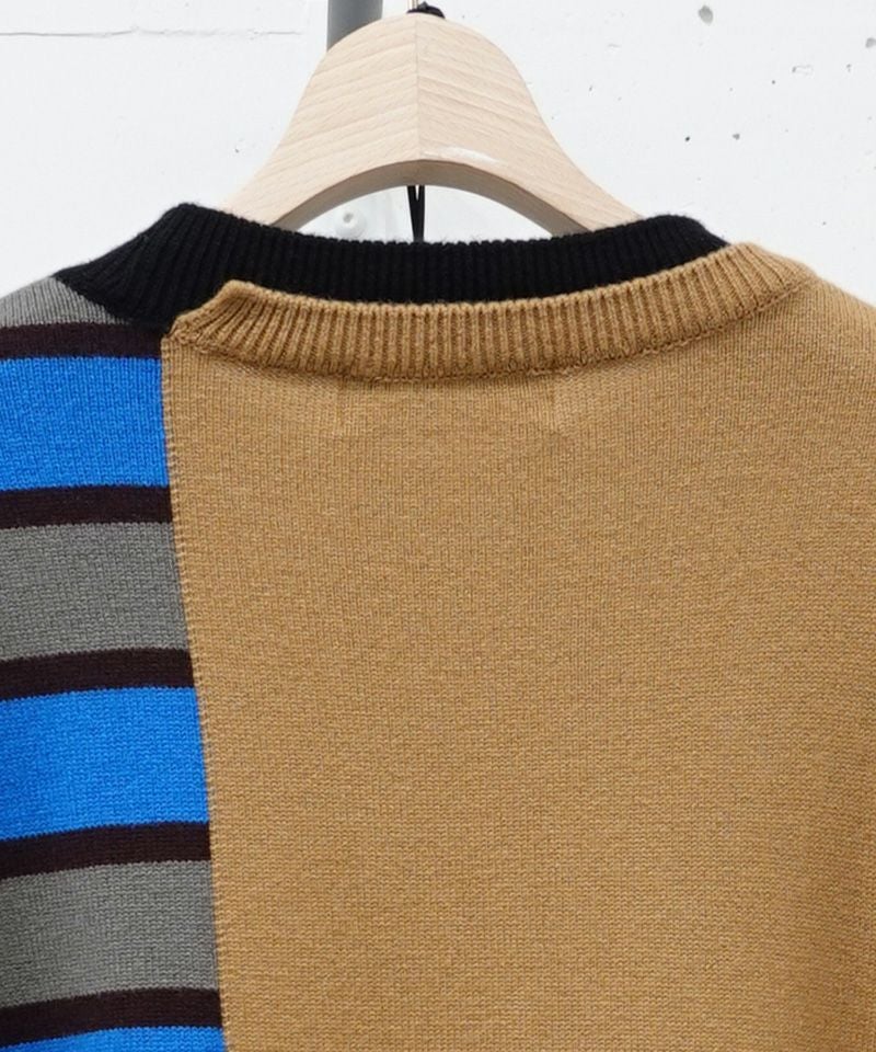 50%OFF【CULLNI(クルニ)】Asymmetrical Border Layerd Rib Pullover