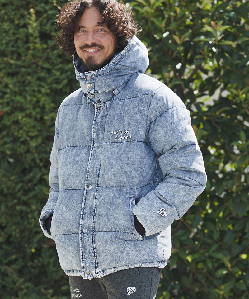 1minute 1second(ワンミニットワンセカンド)】denim down jacket with 