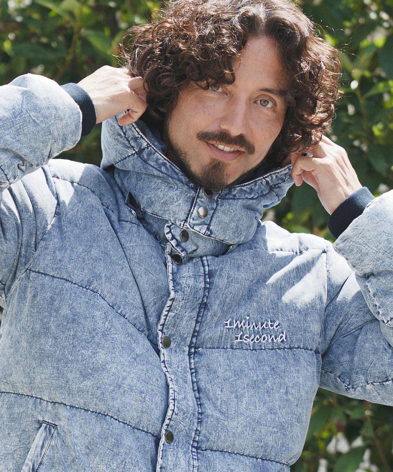 1minute 1second(ワンミニットワンセカンド)】denim down jacket with 