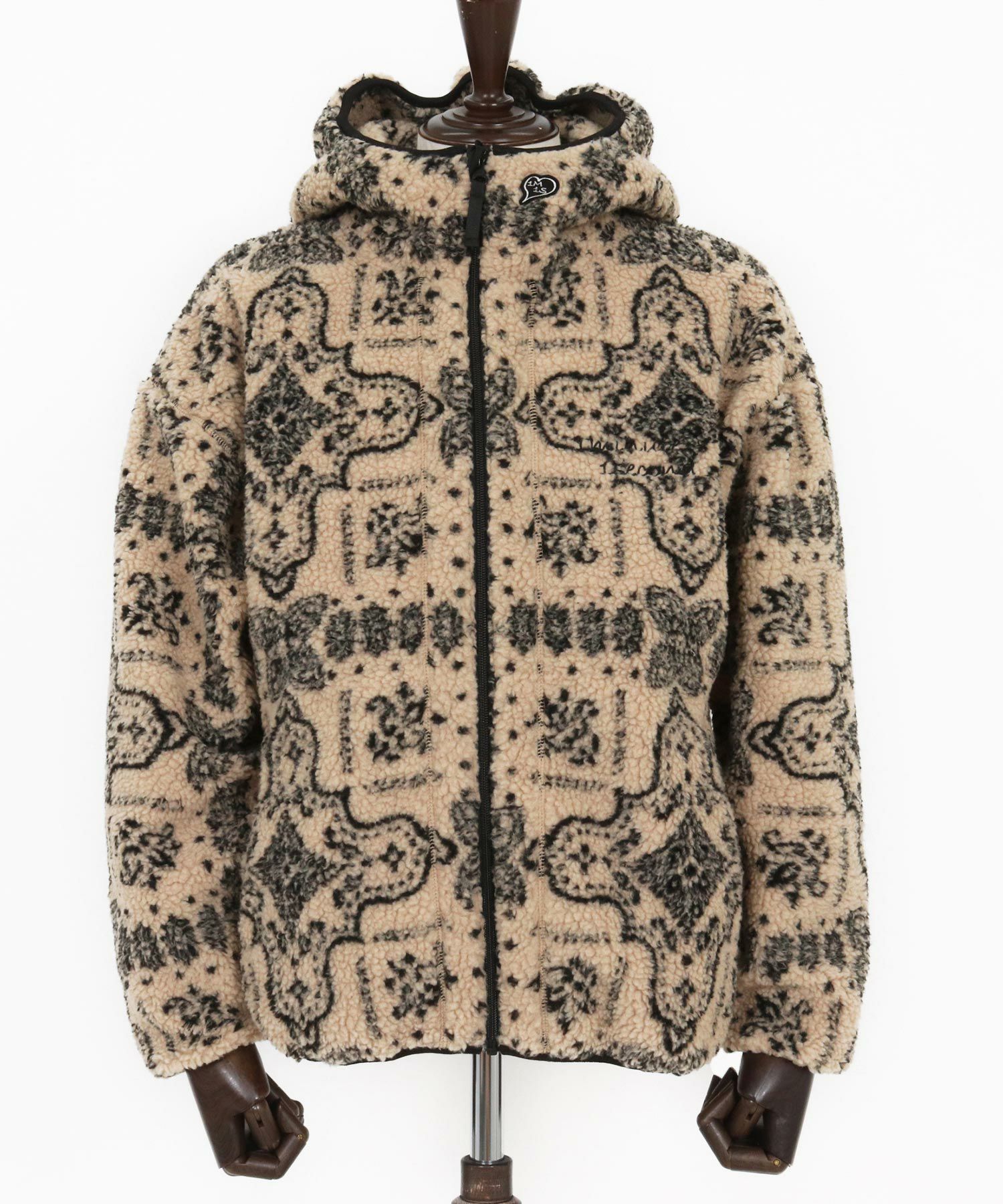 1minute 1second(ワンミニットワンセカンド)】paisley boa zip hoodie