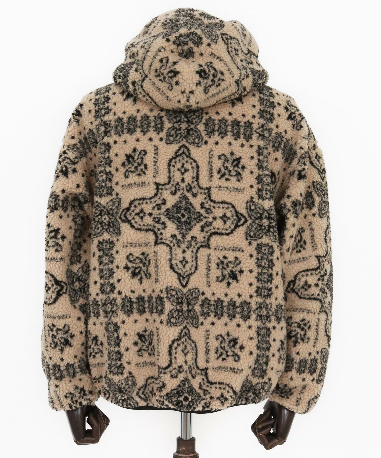 1minute 1second(ワンミニットワンセカンド)】paisley boa zip hoodie