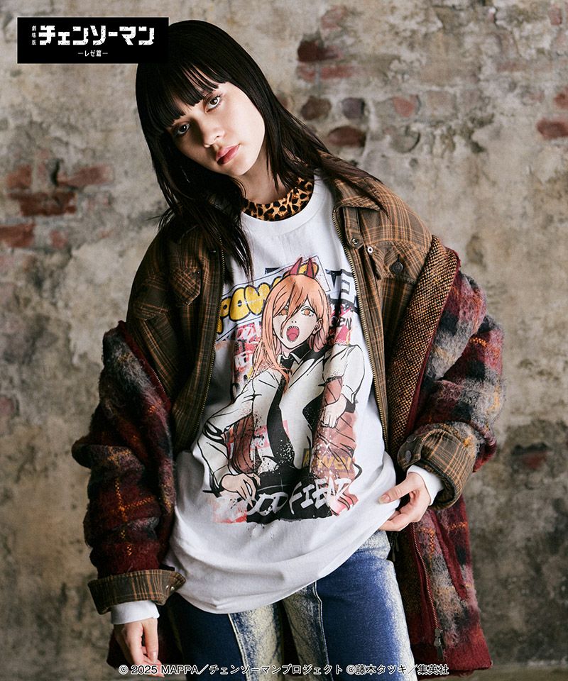 N114 glamb グラム　チェンソーマン　ビーム　Tシャツ　Lサイズ チェンソーマンxglamb(グラム) Beam T-shirt / ビームTシャツ - White