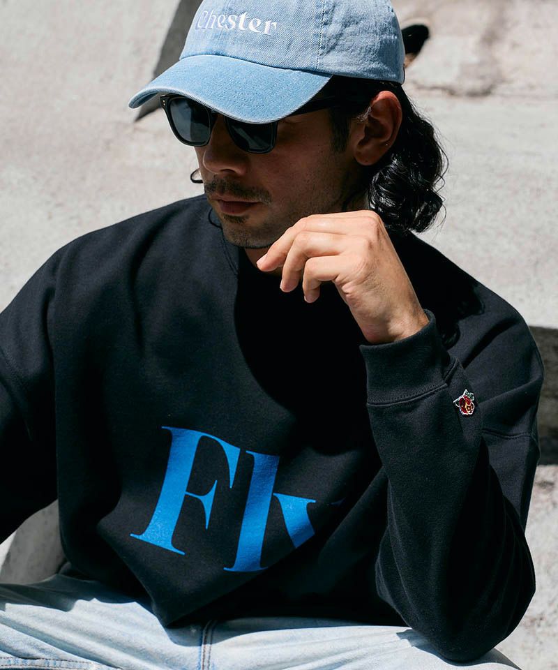 Peaches. ブラック スウェット Mサイズ Chester(チェスター)】10.0oz Fly LOGO クルーネックスウェット -Fly