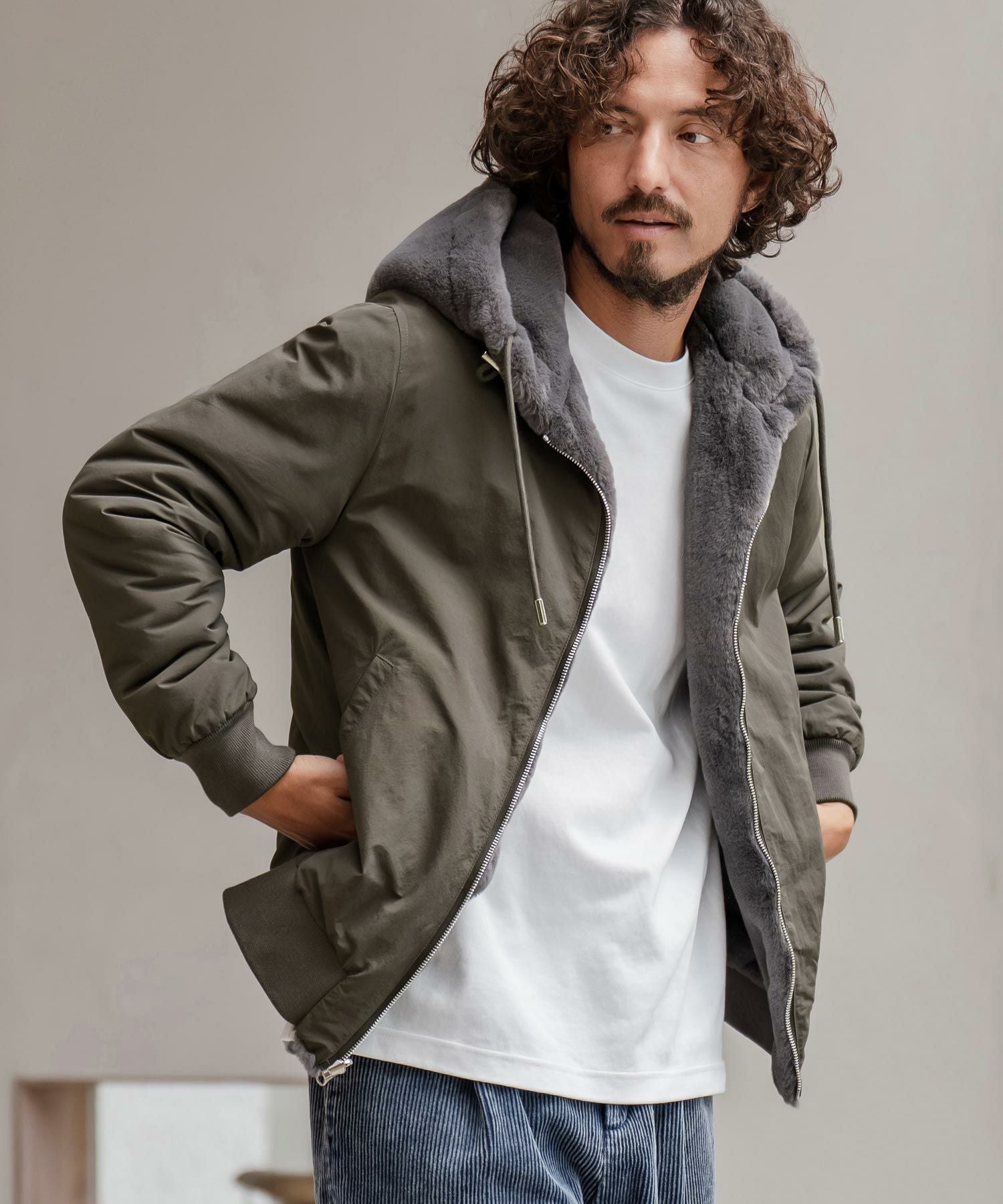 CAMBIO(カンビオ)】ファー×ナイロンリバーシブルブルゾン | CAMBIO