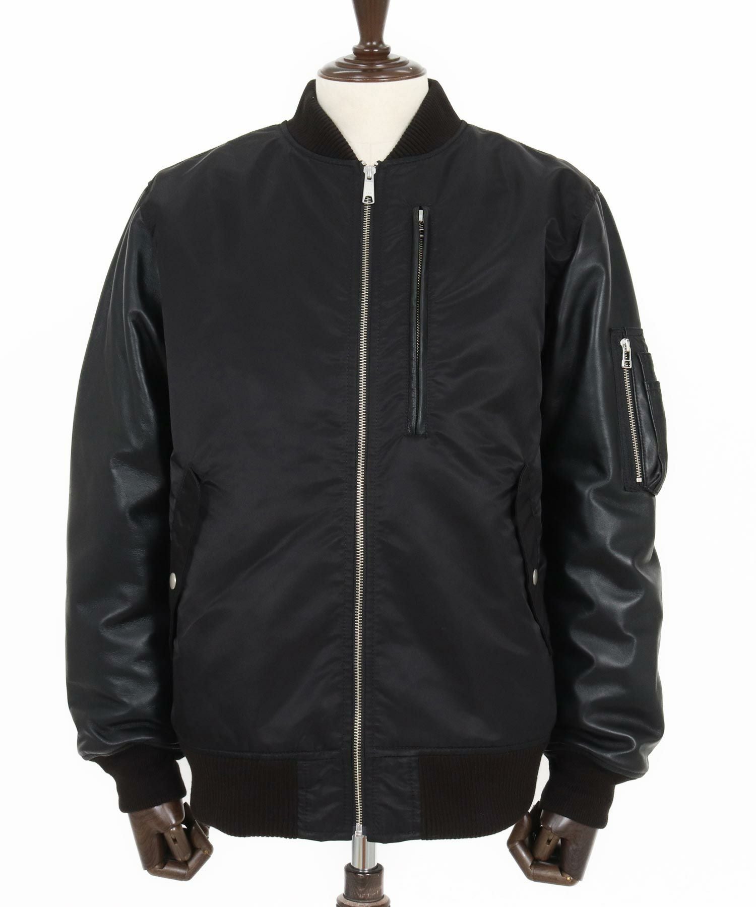 CAMBIO(カンビオ)】ナイロンツイル×レザーMA-1ジャケット | CAMBIO