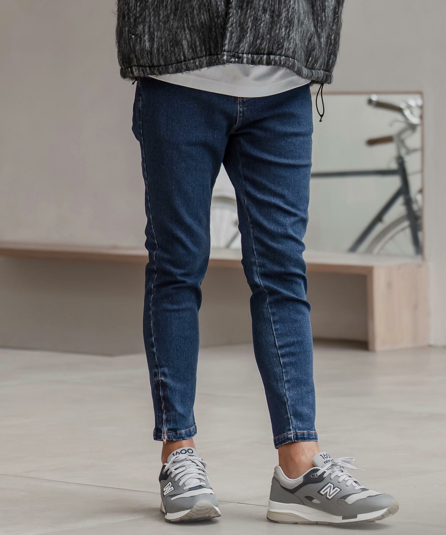 W35相当 良ヒゲ A.P.C. 濃紺　テーパードデニム マカオ製 PM223 CAMBIO(カンビオ)】裾ZIPデニムテーパードパンツ(HLCM0221) | CAMBIO