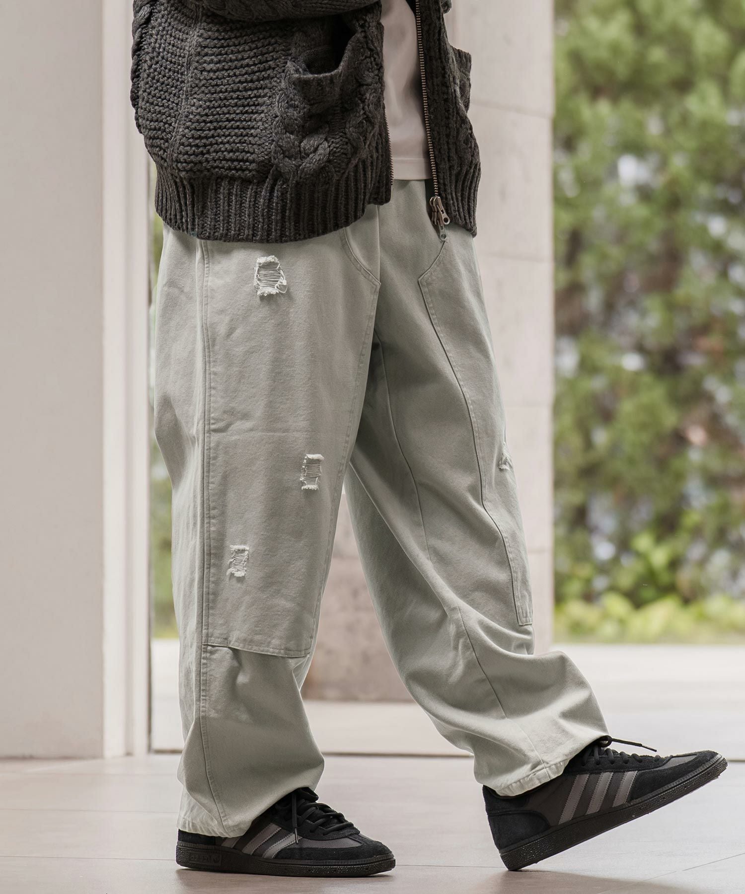 CAMBIO(カンビオ)】ダブルニーダメージ加工ダックパンツ(BP-BEA0070