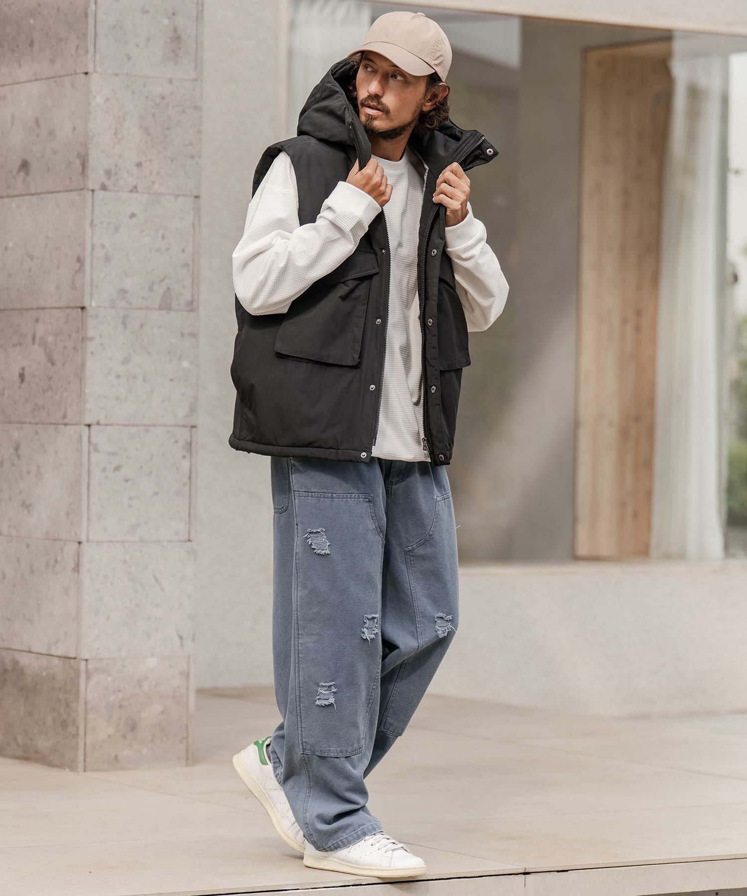 CAMBIO(カンビオ)】ダブルニーダメージ加工ダックパンツ(BP-BEA0070