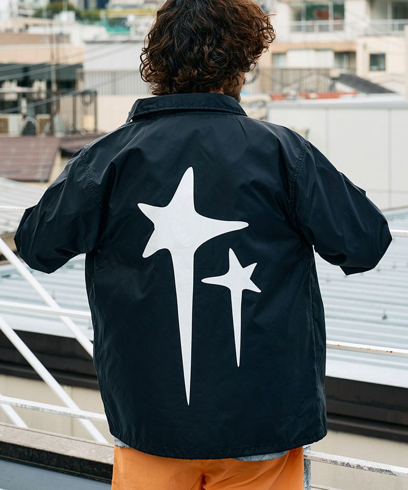 美品 I CON ストリートジャケット Mサイズ ブラック/ホワイト メッシ夏 STUD MUFFIN(スタッドマフィン)】ドリップスタークロスパッチ ナイロン
