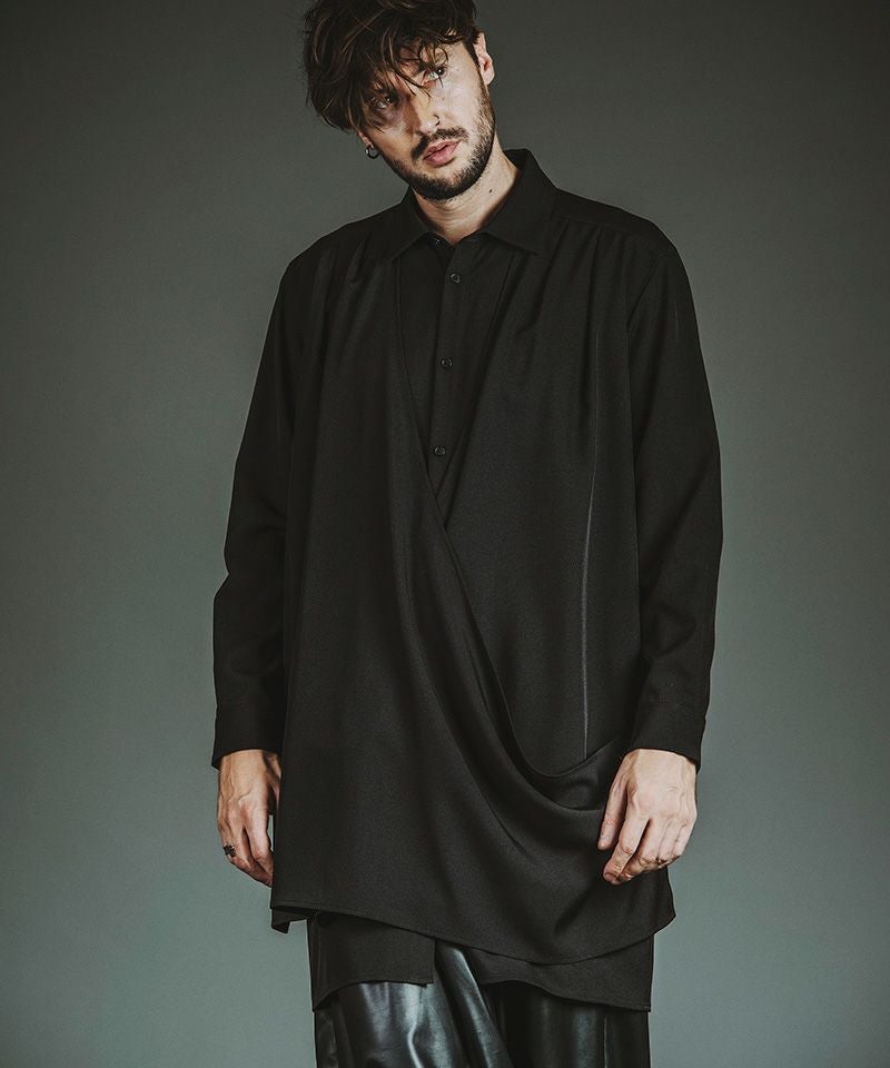 30%OFF【NO ID.(ノーアイディー)】ﾄﾞﾚｰﾌﾟﾛﾝｸﾞSH シャツ(457006-370S