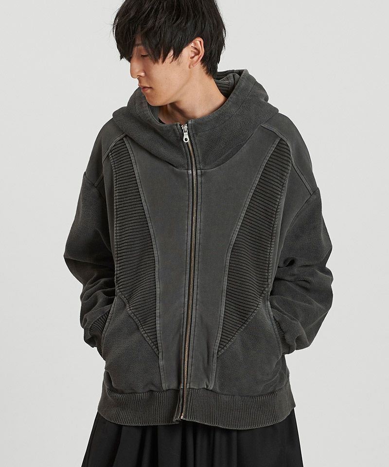 30%OFF【NO ID.(ノーアイディー)】ﾁｪﾝｼﾞﾝｸﾞﾆｯﾄﾌｰﾃﾞｯﾄﾞBLZ ブルゾン
