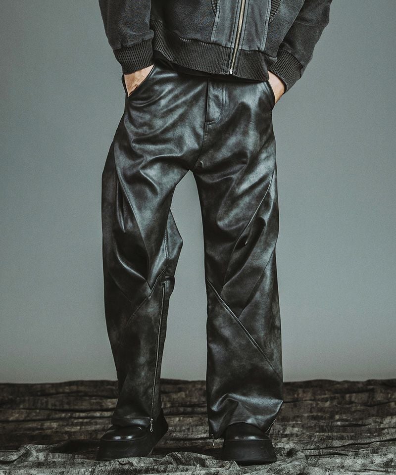 30%OFF【NO ID.(ノーアイディー)】ｼﾝｾﾃｨｯｸﾚｻﾞｰZIPﾌﾚｱPT パンツ(857006