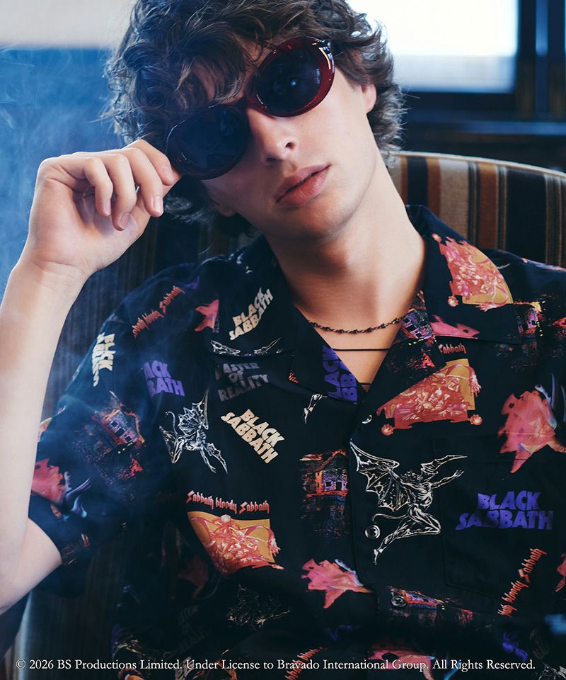 glamb(グラム)】Black Sabbath Open Collar Shirt ブラックサバス