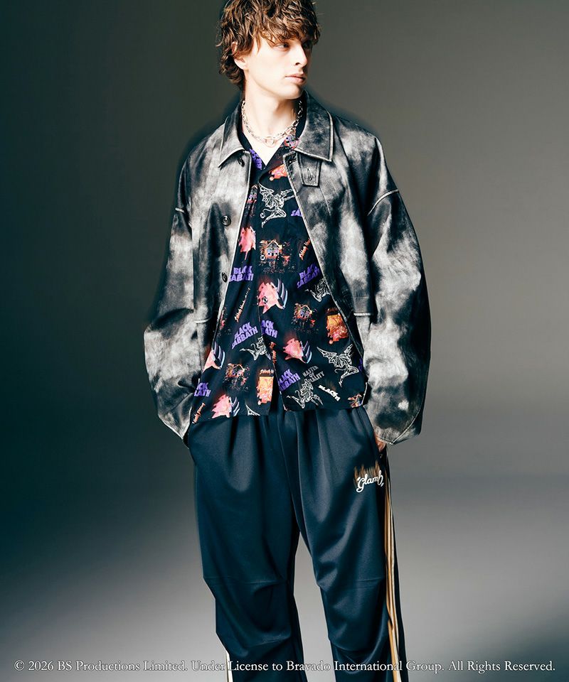 glamb(グラム)】Black Sabbath Open Collar Shirt ブラックサバス