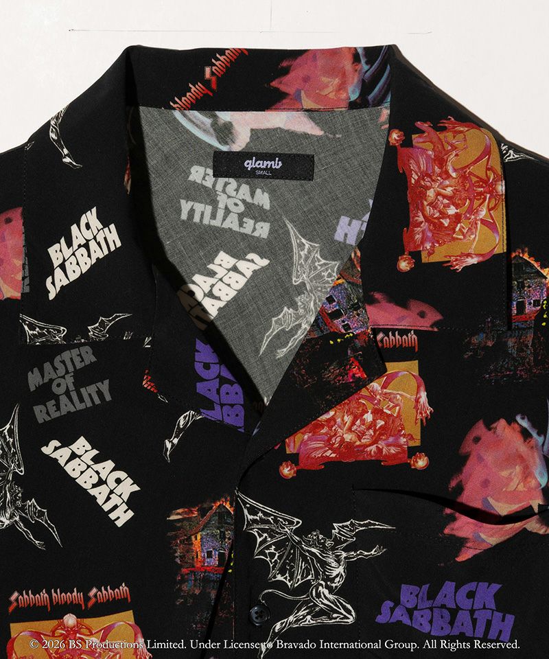 glamb(グラム)】Black Sabbath Open Collar Shirt ブラックサバス