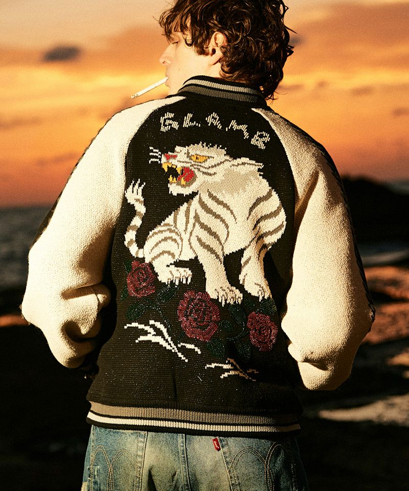 glamb(グラム)】White Tiger Knit Ska Jumper ホワイトタイガーニット