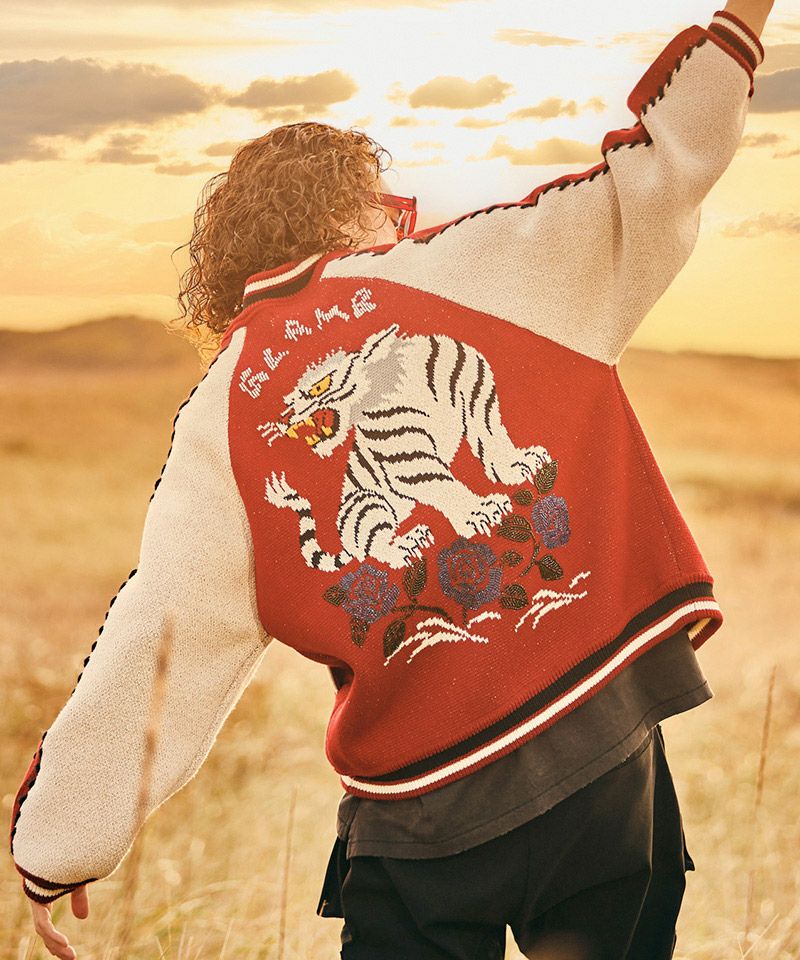 glamb(グラム)】White Tiger Knit Ska Jumper ホワイトタイガーニット