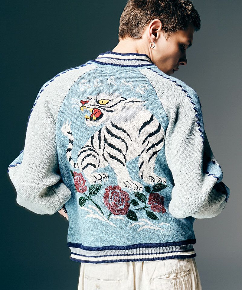 glamb(グラム)】White Tiger Knit Ska Jumper ホワイトタイガーニット