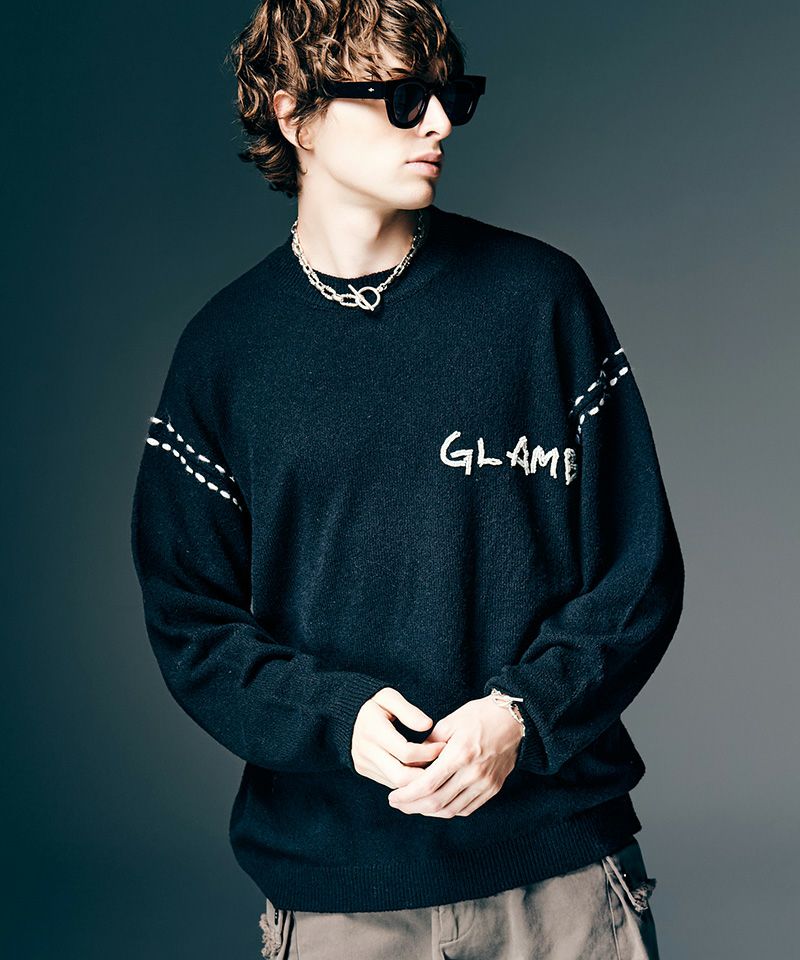 glamb(グラム)】Hand Beaded Logo Knit ハンドビーデッドロゴニット 