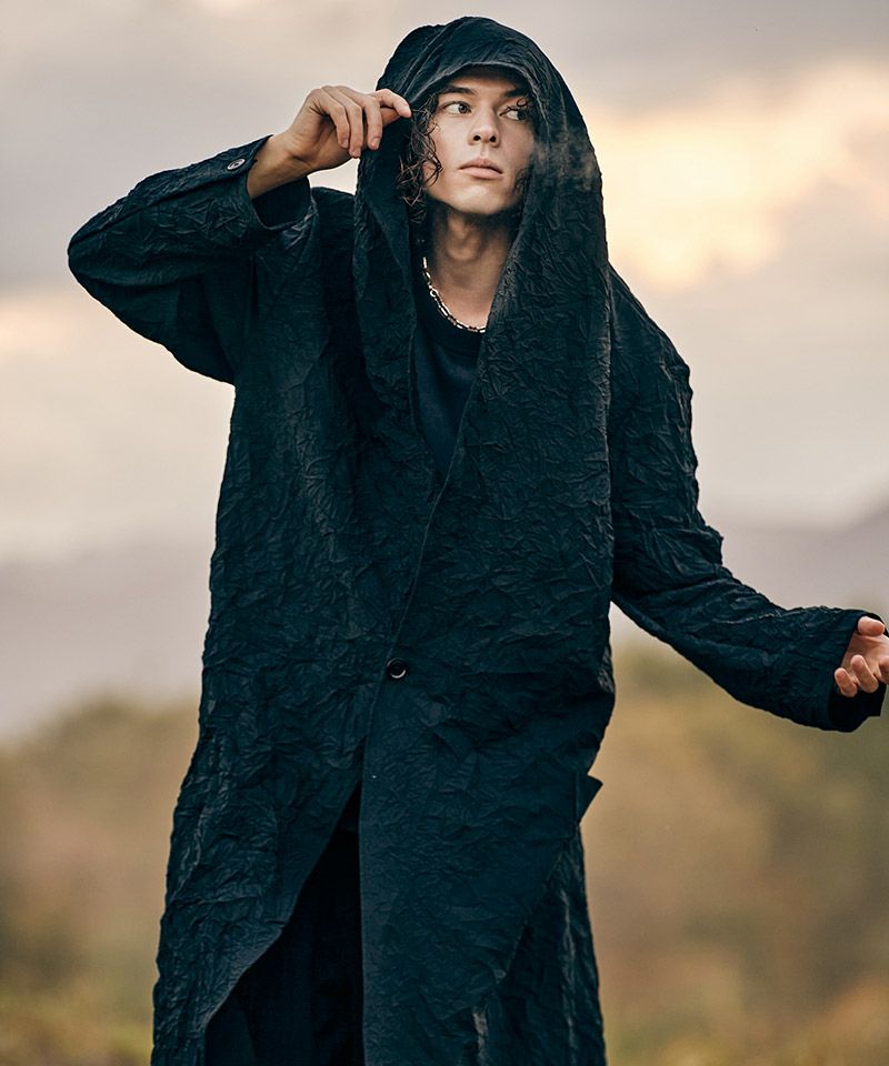 専用　glamb☆グラム　メンズ　ピーコート　ブラック☆サイズ4 クリーニング済 glamb(グラム)】Crinkle Shawl Collar Coat クリンクルショールカラー