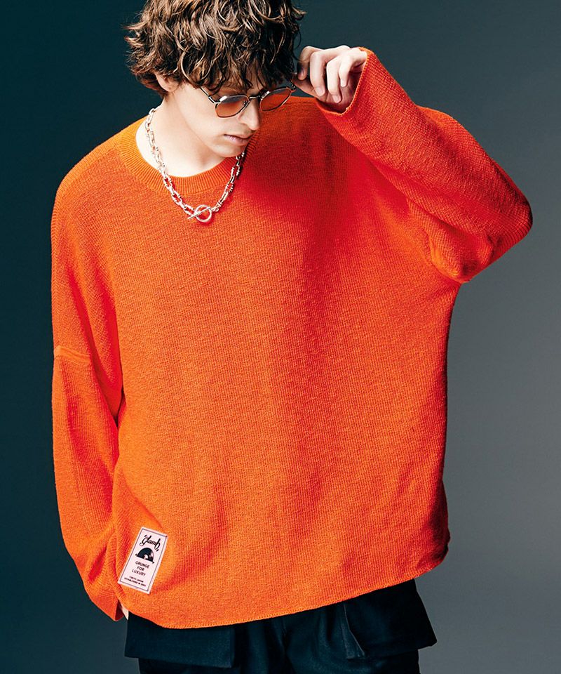 827 PGG 新品タグ付 TEXBRID クルーネックプルオーバー 1 M glamb(グラム)】Rubber Tag Knit ラバータグニット(GB0126-KNT11