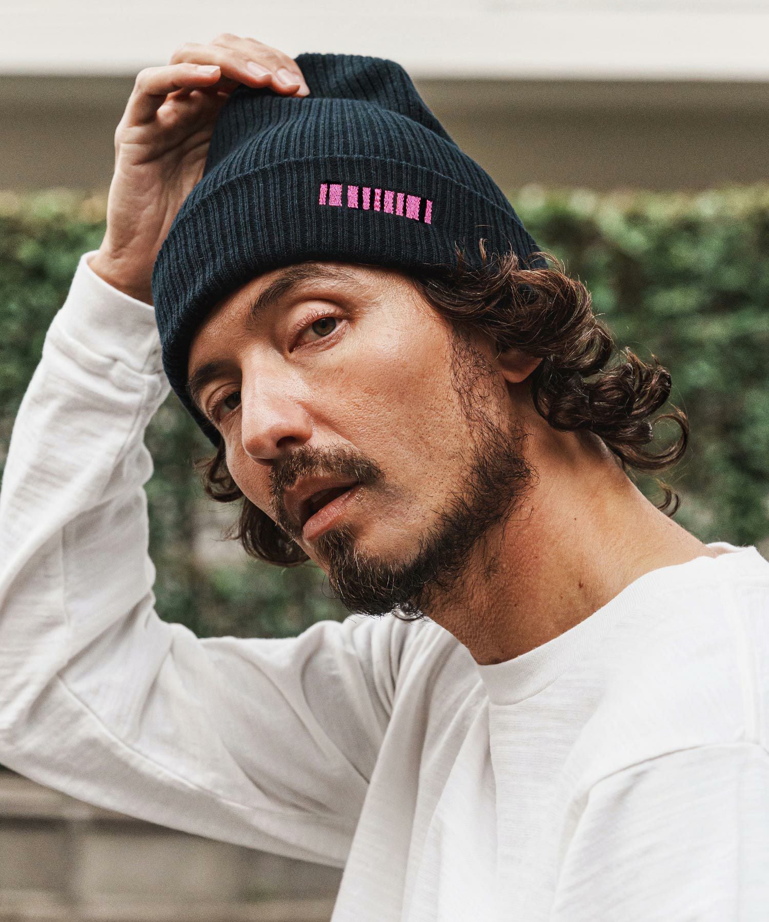 felkod ブラック ニット帽 フリーサイズ felkod(フィルコッド)】Barcode Embroidery Knit Cap ビーニー ニット