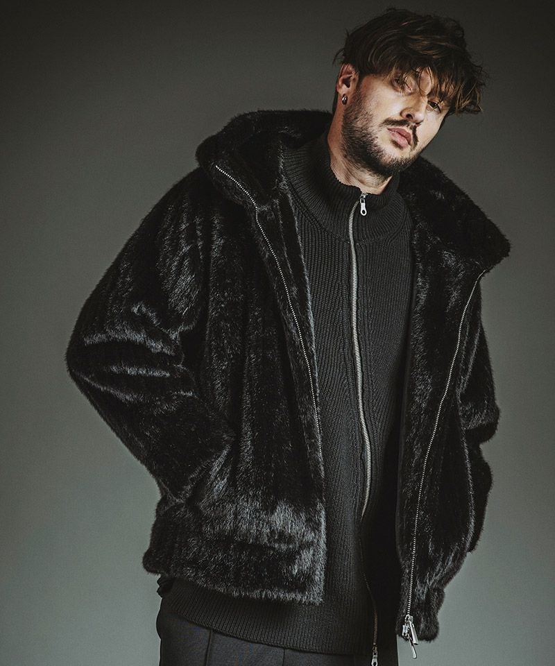 NO ID.(ノーアイディー)】ﾌｪｲｸﾌｧｰBIGﾌｰﾃﾞｯﾄﾞBLZ ブルゾン(857006-377B