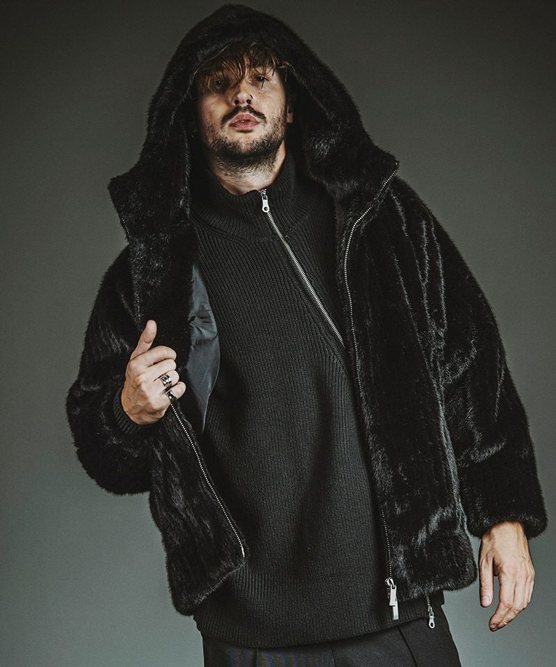 NO ID.(ノーアイディー)】ﾌｪｲｸﾌｧｰBIGﾌｰﾃﾞｯﾄﾞBLZ ブルゾン(857006-377B