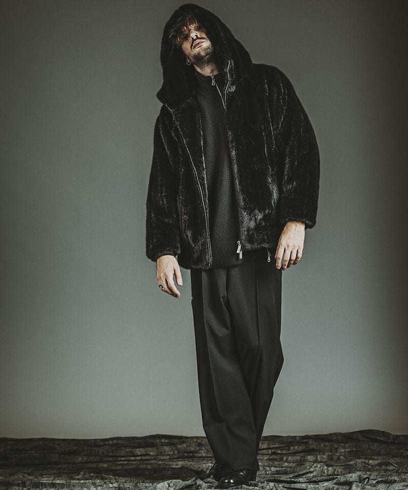 NO ID.(ノーアイディー)】ﾌｪｲｸﾌｧｰBIGﾌｰﾃﾞｯﾄﾞBLZ ブルゾン(857006-377B