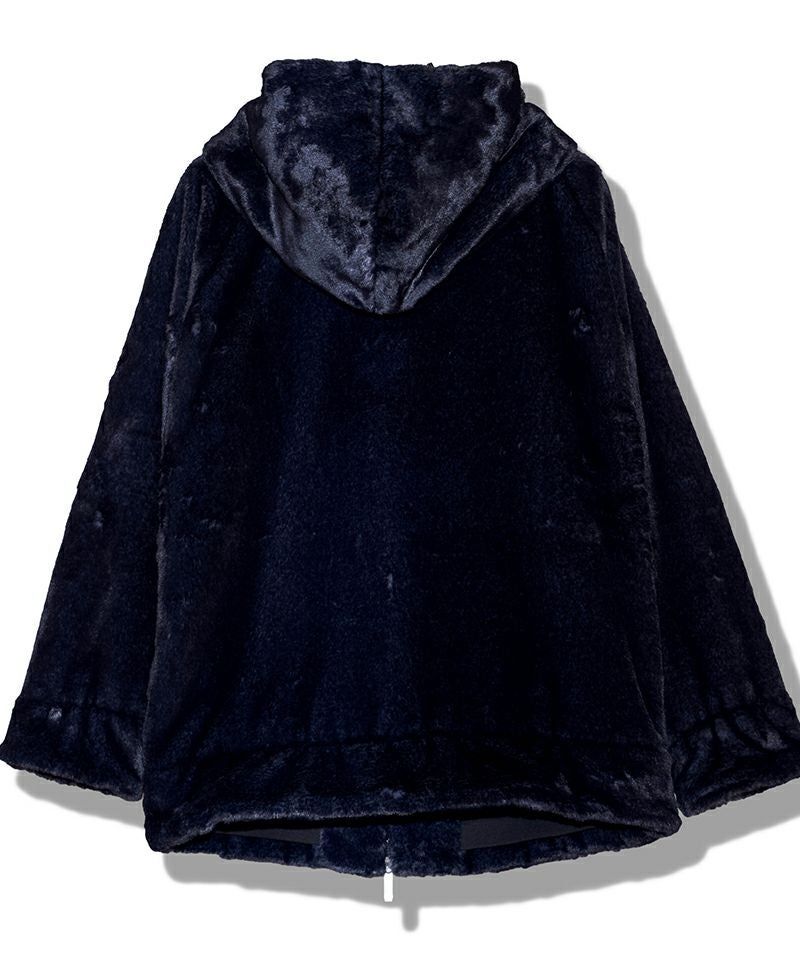 K*I様 NO ID. BLACK フェイクファー フーデッド　ブルゾン ONE NO ID.(ノーアイディー)】ﾌｪｲｸﾌｧｰBIGﾌｰﾃﾞｯﾄﾞBLZ ブルゾン(857006-377B