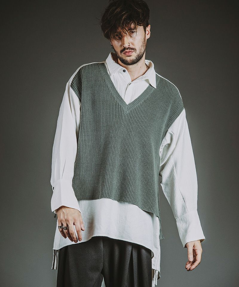 20%OFF【NO ID.(ノーアイディー)】ﾄﾞｯｷﾝｸﾞﾆｯﾄBIG-SH シャツ(457010