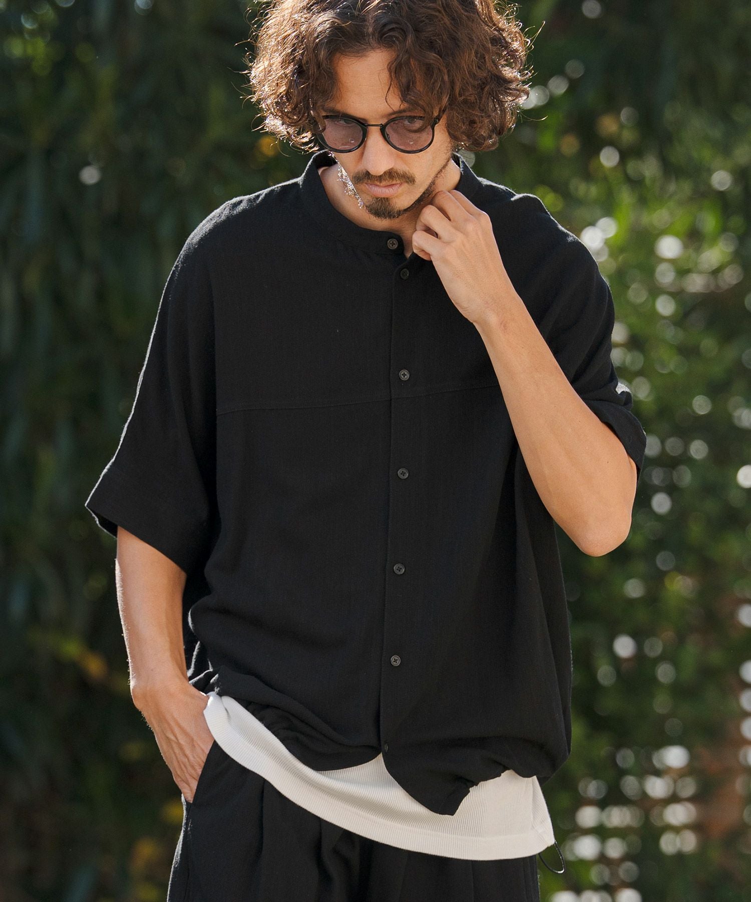 CAMBIO(カンビオ)】Linen Rayon Dolman Sleeve Short Sleeve Shirts