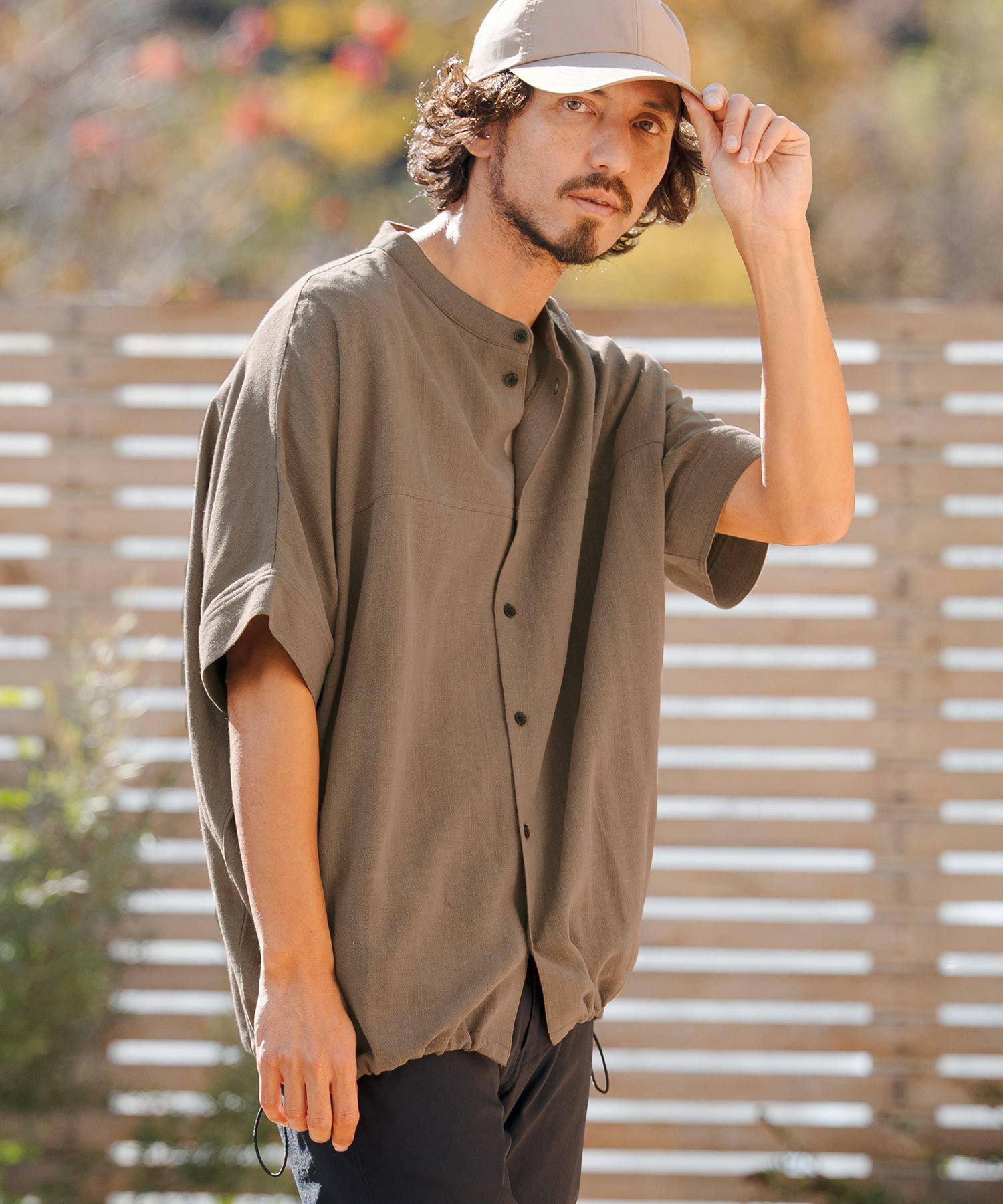 CAMBIO(カンビオ)】Linen Rayon Dolman Sleeve Short Sleeve Shirts