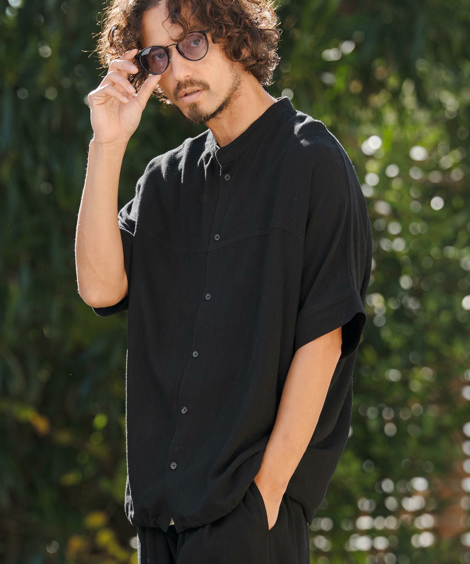 CAMBIO(カンビオ)】Linen Rayon Dolman Sleeve Short Sleeve Shirts