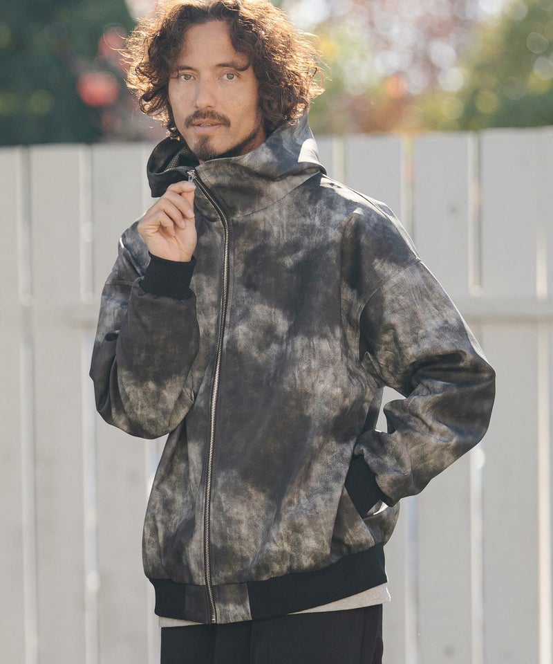 CAMBIO(カンビオ)】Shade Synthetic Leather Hooded Jacket レザー 