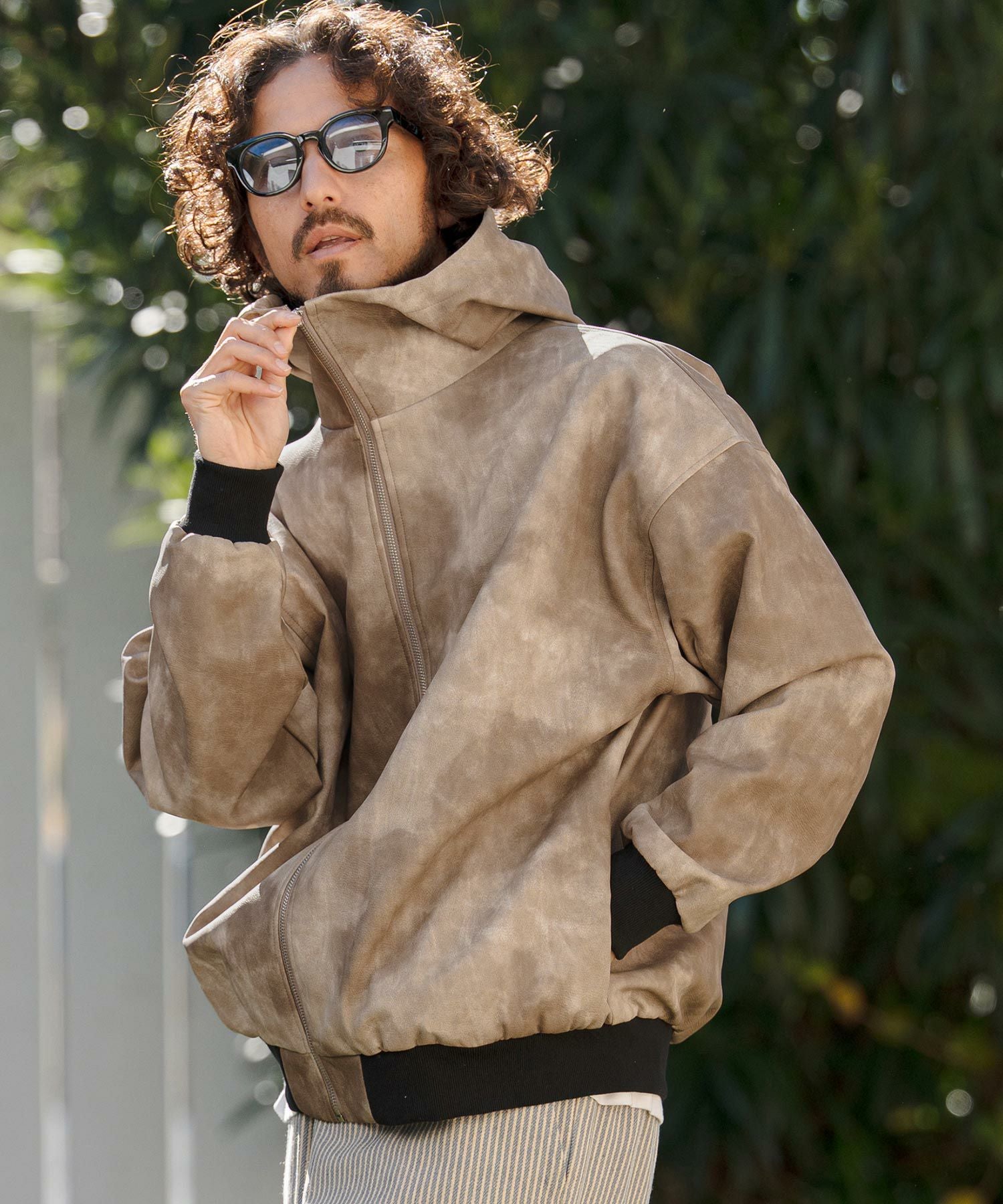 CAMBIO(カンビオ)】Shade Synthetic Leather Hooded Jacket レザー