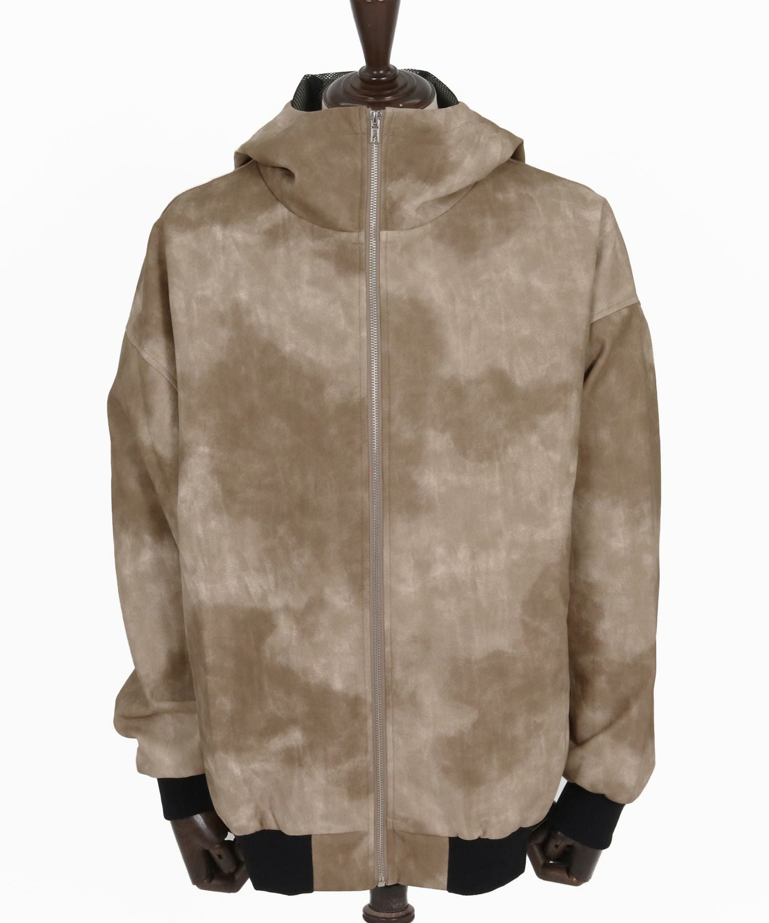 CAMBIO(カンビオ)】Shade Synthetic Leather Hooded Jacket レザー