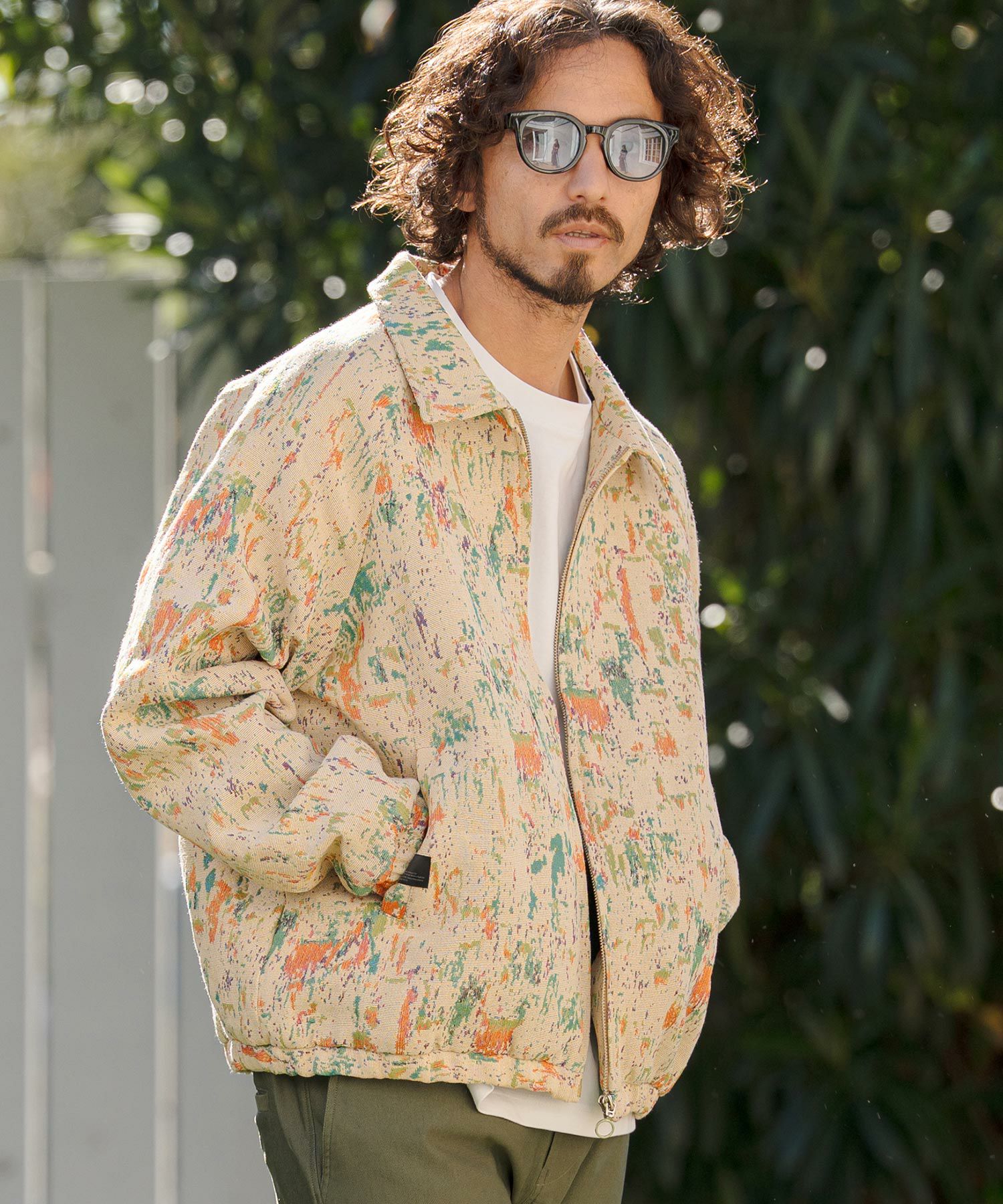 Gobelin Blouson/ゴブランブルゾン イエローM CAMBIO(カンビオ)】 Splash Paint Gobelin Blouson ゴブランブルゾン