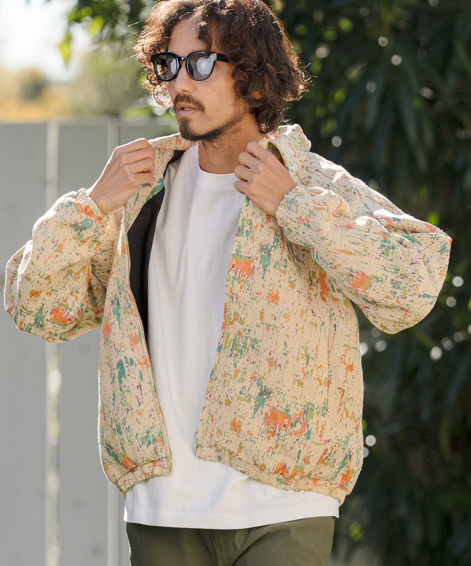 GLIMCLAP ボタニカルゴブラン織りカラーレスジャケット　新品 GLIMCLAP(グリムクラップ)】Minimal Jacket-stretch chino cloth- ノー