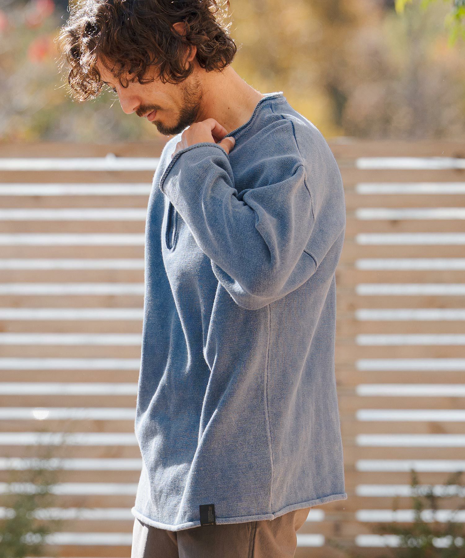 CAMBIO(カンビオ)】Pigment Dyed Henley Neck Knit Pullover ヘンリー