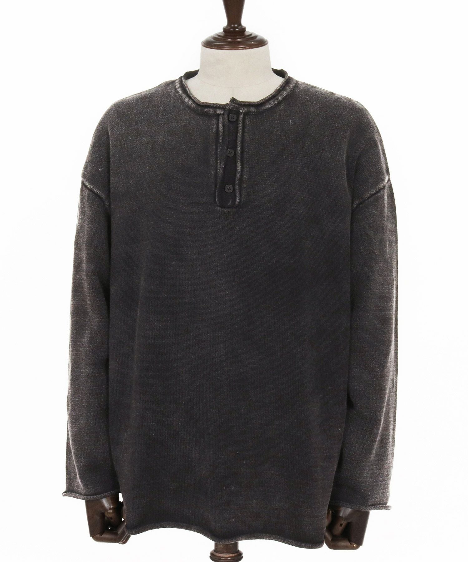 CAMBIO(カンビオ)】Pigment Dyed Henley Neck Knit Pullover ヘンリー